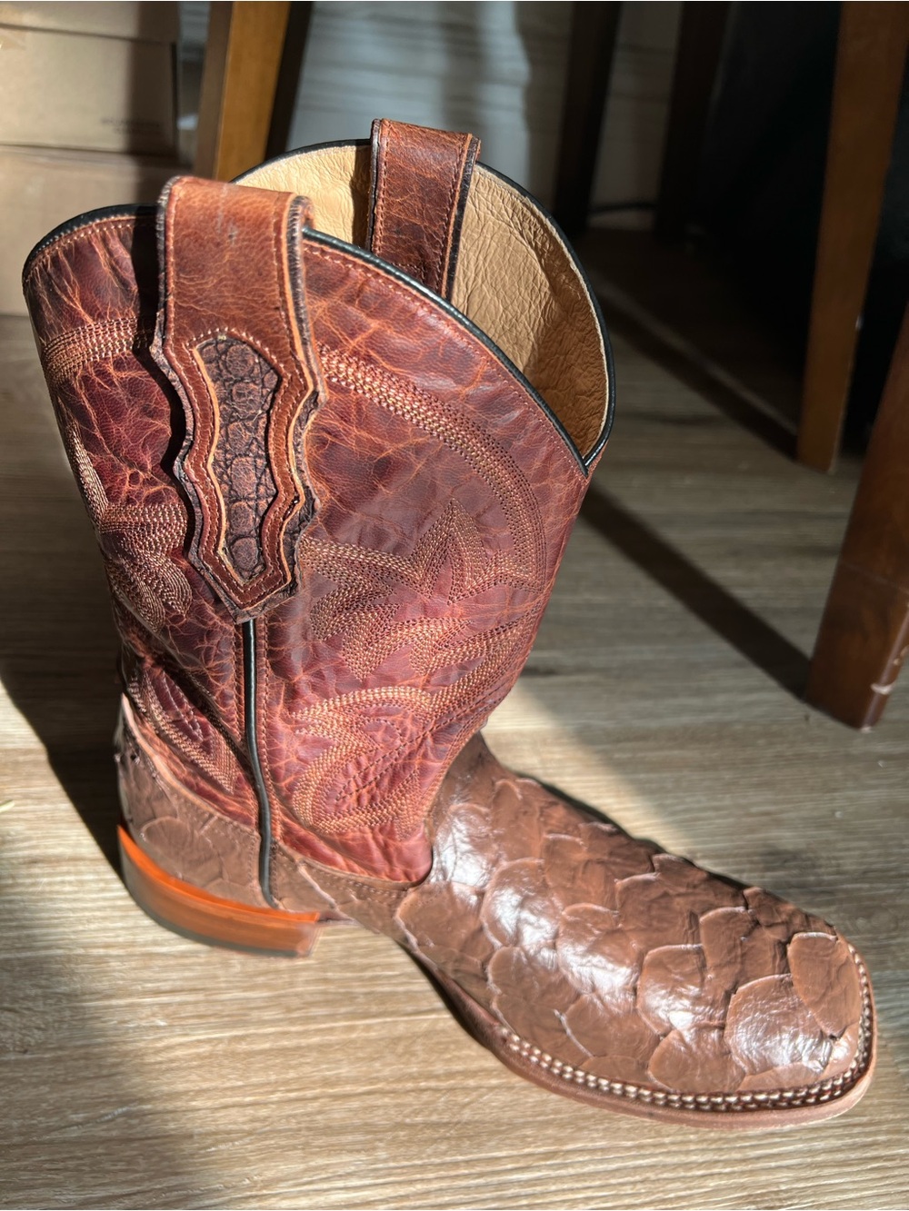 Double H Cattle Baron Genuine Pirarucu Fish Boots 12D